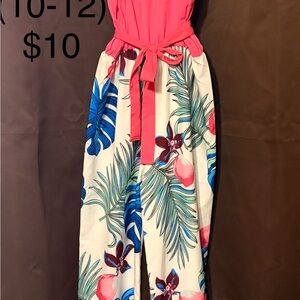 Floral Print Jumpsuit with Pink Top